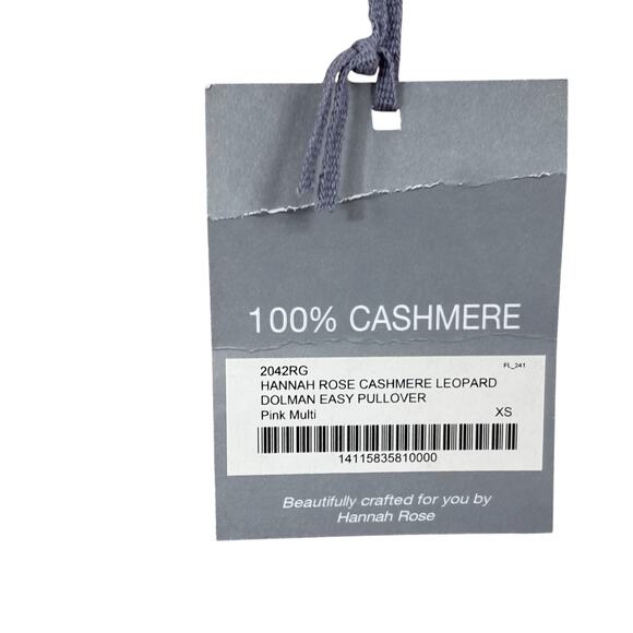 Hannah Rose 100% Cashmere Sweater Sx XS Leopard Pink Gray Soft Warm Chalet - Picture 3 of 6